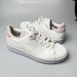 Adidas Low Top Advantage Women's 8.5 White Pink Minimalist Clean Sneaker